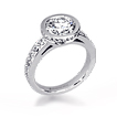 Custom Diamond Halo Bezel Engagement Ring: 
