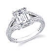 Deco Split Shank Emerald Cut Engagement Ring: 