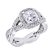 Custom Braided Pavé Halo Engagement Ring: Cushion cut
braided engagement ring 
halo engagement ring