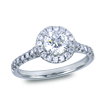 Custom French Pavé Halo Engagement Ring: 