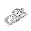 Pavé Halo Split-Shank Engagement Ring: Gold Platinum Diamond Ring ,engagement rings,diamond engagement rings