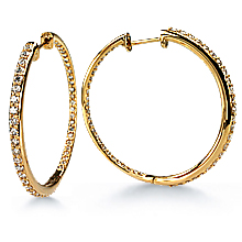 Inside Out Hoop Diamond Earrings -1 1/4