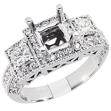Vintage Style 3 Princess Engagement Ring: (/images/Items/628.jpg) princess cut,vintage,gold,platinum,engagement rings,diamond engagement rings