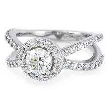 Pavé Halo Split-Shank Engagement Ring: (/images/Items/681.jpg) Gold Platinum Diamond Ring ,engagement rings,diamond engagement rings