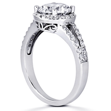 Pavé Halo Split-Shank Engagement Ring: (/images/Items/ENR8722_Angle.jpg) Gold Platinum Diamond Ring ,engagement rings,diamond engagement rings
