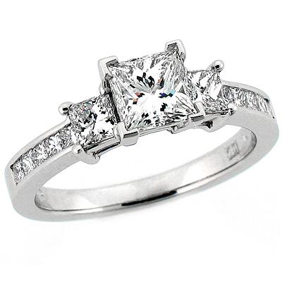 Princess Cut 3-Stone Engagement Ring
